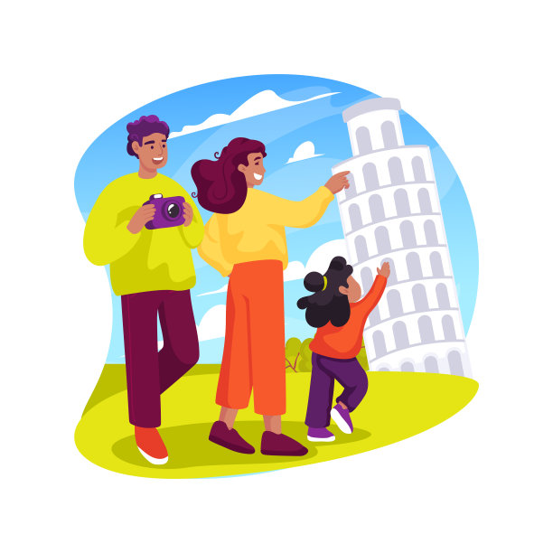 观光孤立卡通矢量插图。图片下载