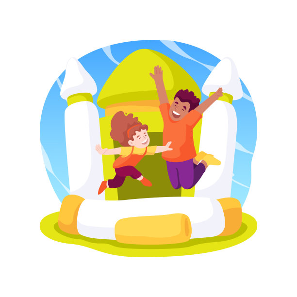 弹跳屋孤立的卡通矢量插图。图片下载