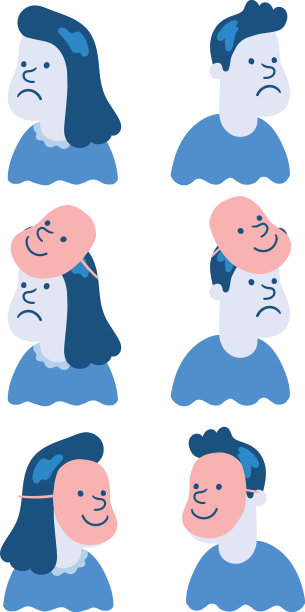 在快乐的面具下手绘悲伤的人图片下载