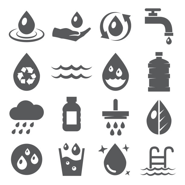 水图标设置在白色背景图片下载