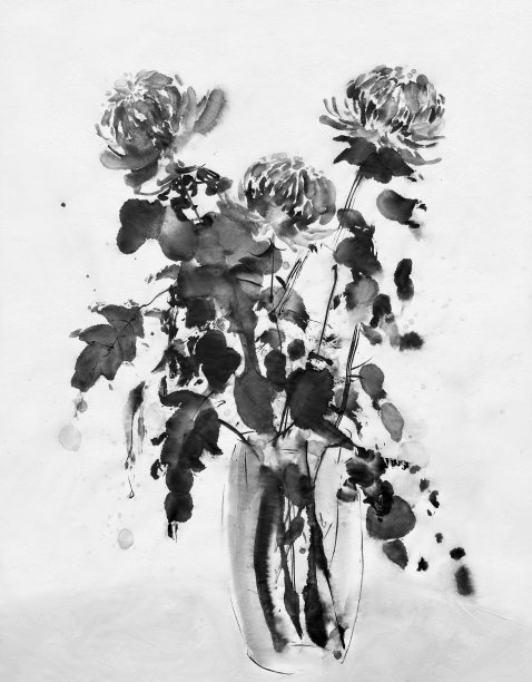 Aster花。东方传统画风的眉娥、宇仙、谷花。图片下载