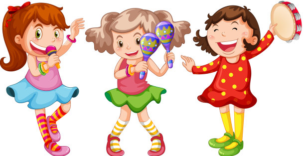 快乐的女孩与乐器图片下载