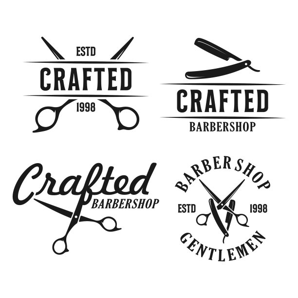 设置理发店标志复古经典造型沙龙图片下载