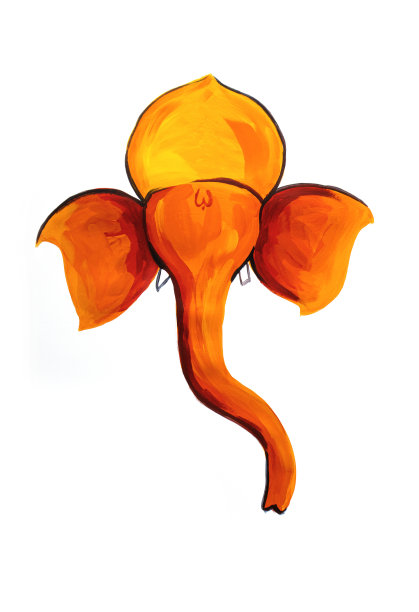 为印度象头神节画甘帕提背景的印度教主象头神艺术品图片下载