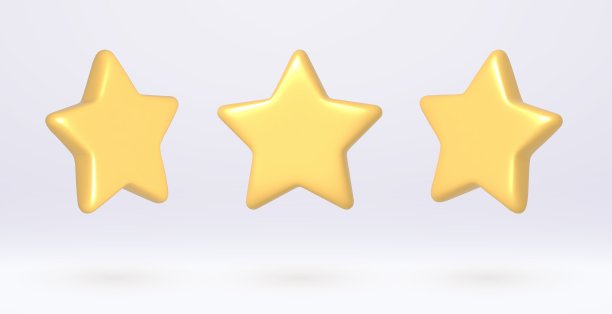 3d星星，现实黄色评级装饰网页。图片下载