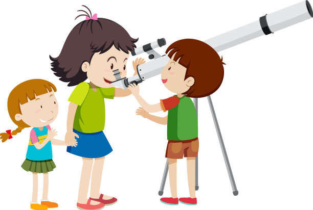 孩子们通过望远镜观察图片下载