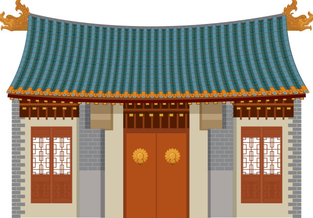 白色背景的中国传统建筑图片下载