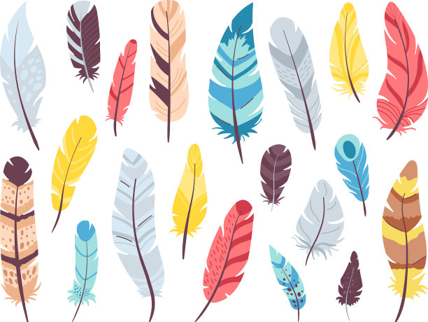 部落羽毛设置平涂鸦羽毛鸟图片下载