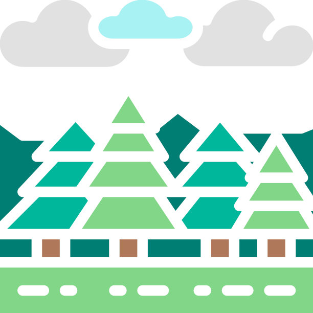 森林树木景观白线图标图片下载