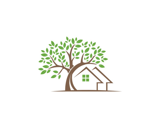 创意家园和树的自然标志图片下载