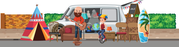 人们在庭院拍卖会上表演街头表演图片下载