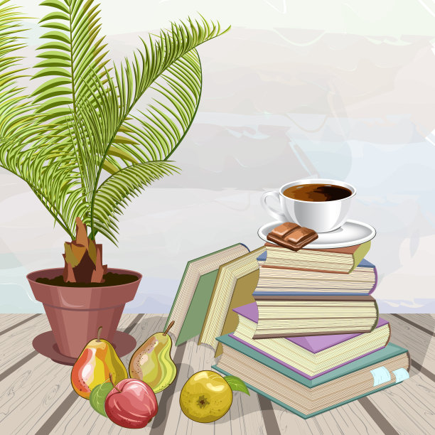 花盆里的花和一堆书图片下载