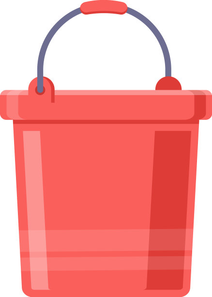 红色塑料花园桶柄等长图片下载