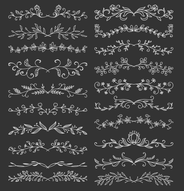 花枝轮廓，小枝，镶边装饰图片下载