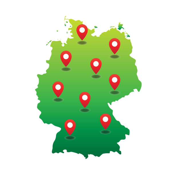 带有pin位置的德国地图图片下载
