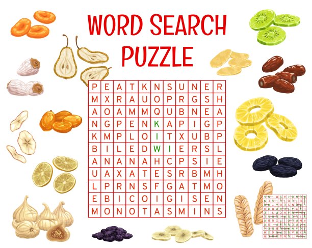 干果字搜索谜题游戏工作表图片下载
