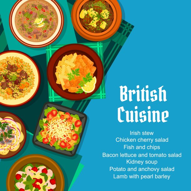 英国菜餐菜单页面矢量模板图片下载
