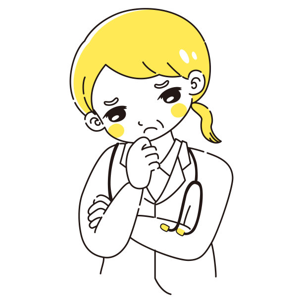 一名身穿白大褂、双臂交叉(手持听诊器)的老年妇女的插图图片下载