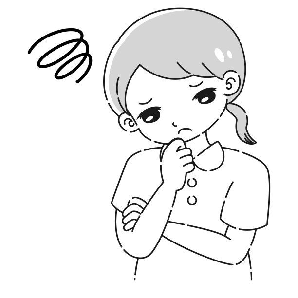 穿着白大褂的女人思考的插图(黑白)图片下载