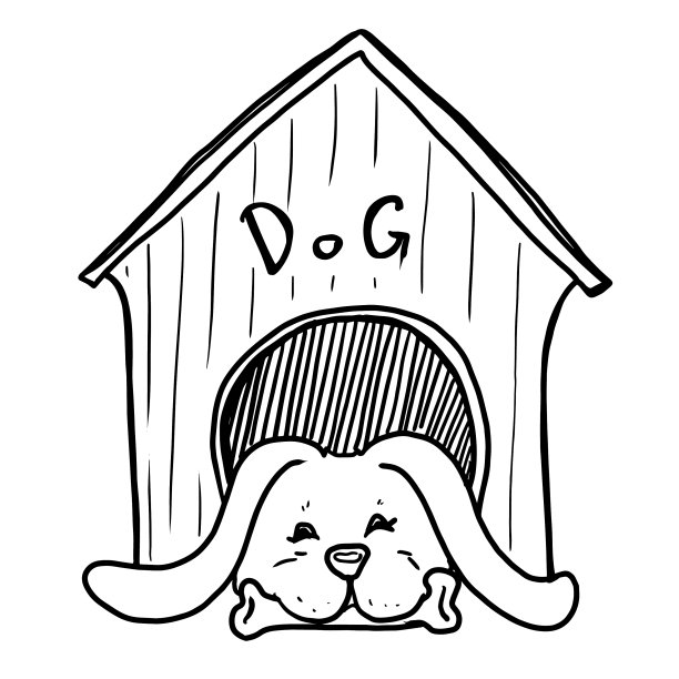 白底狗窝里的狗图片下载