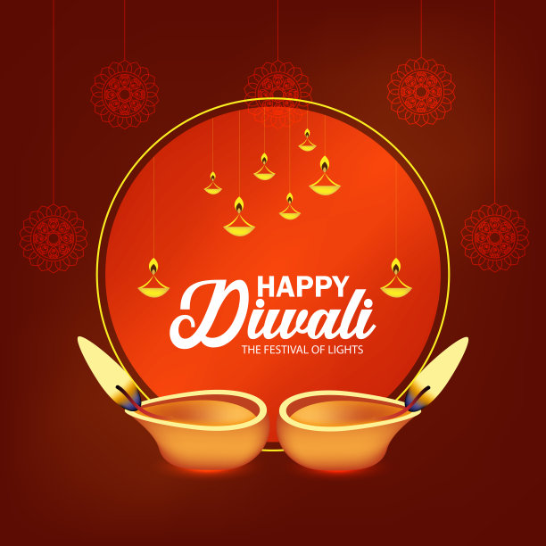 装饰快乐排灯节背景与文字空间图片下载