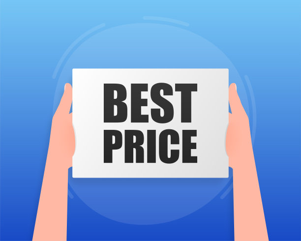 手握招牌与文字-最好的价格。男子展示广告牌。矢量插图。图片下载