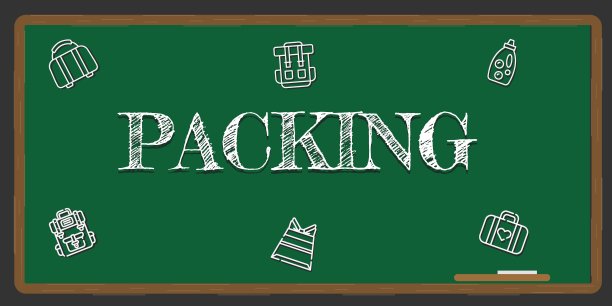 插画描绘了一个绿色黑板与包装概念写在它的白色。图片下载