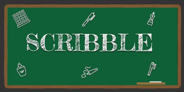 插画描绘了一个绿色的黑板上潦草的概念写在它的白色。图片下载