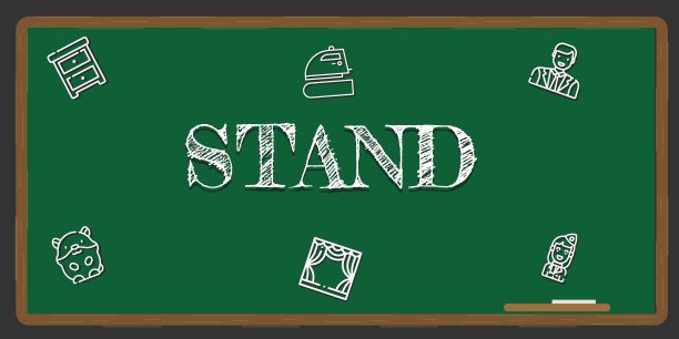 插画描绘了一个绿色的黑板上写着一个白色的概念。图片下载