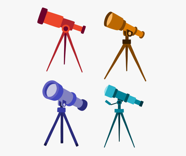 卡通望远镜彩色图像。图片下载