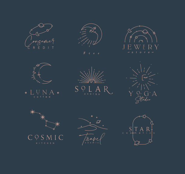 扁平优雅的星象标签与字母蓝色图片下载