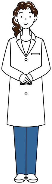 站着漂亮的白大褂女人。全身插图。向量。图片下载