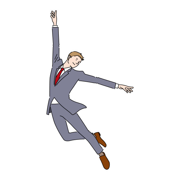 一个商人以音乐风格跳舞的插图(白色背景，矢量，剪切)图片下载