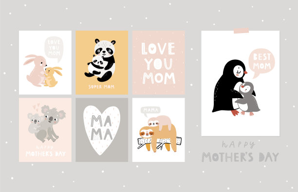母亲节手绘风格的卡片海报图片下载