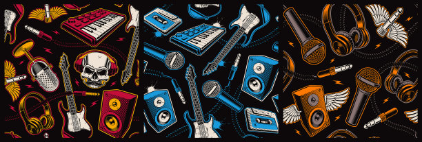 捆绑式彩色音乐无缝背景图片下载