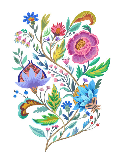 维多利亚时代的复古花卉装饰元素图片下载