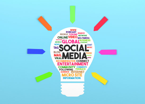 灯泡形状的纸，上面写着“社交媒体”。图片下载