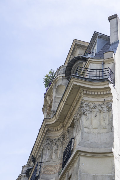 巴黎一幢华丽公寓大楼的一角图片下载