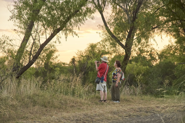 一对旅行者在阿根廷恩特雷里奥斯的科隆的鸟类之河公园图片下载