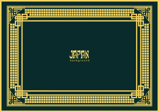 黑色背景上的金色装饰，日式风格图片下载