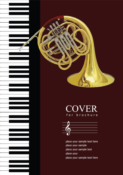 小册子封面配钢琴和圆号图片下载