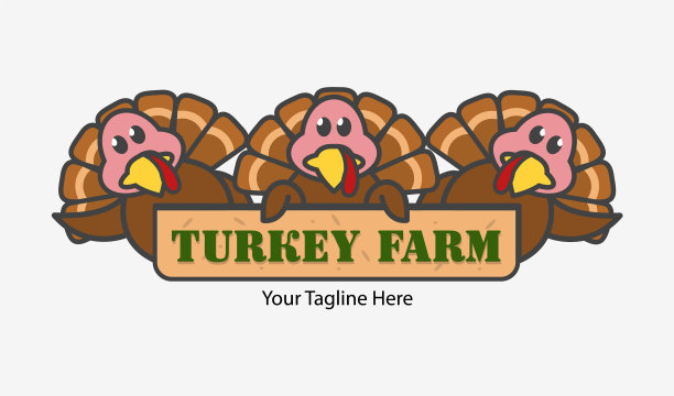 尤特搞笑卡通火鸡农场标志图片下载