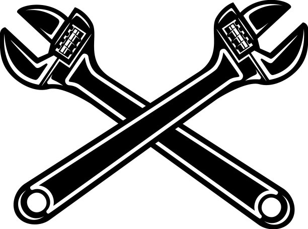 用于logo设计的交叉水管扳手元素图片下载