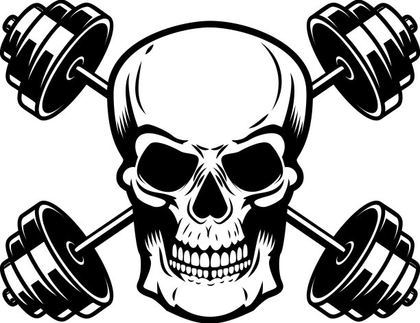 头骨与交叉哑铃图片下载