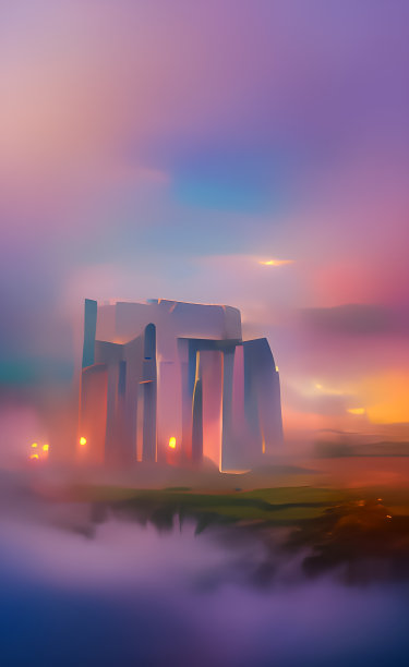 黎明迷雾中的神秘废墟图片下载