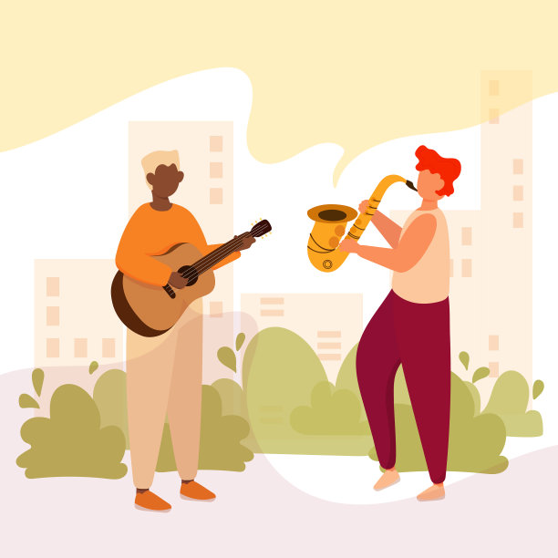 街头音乐家在公园里演奏图片下载