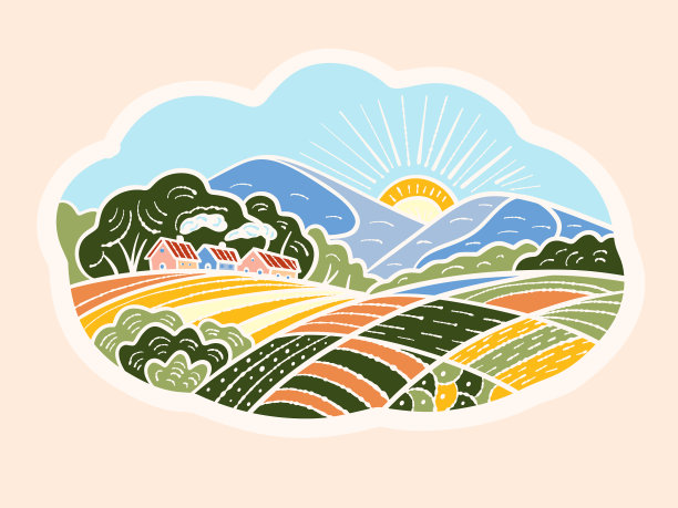 带有避暑景观的小村庄图片下载