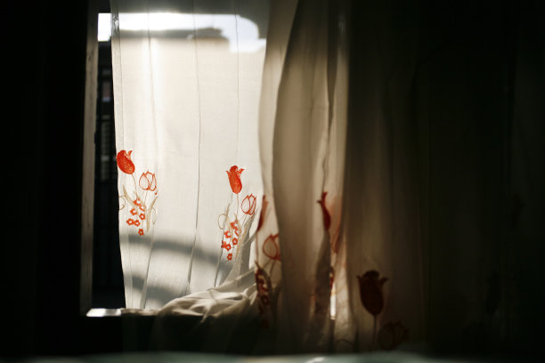 有花卉图案的薄窗帘图片下载