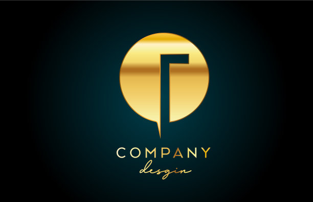 金色字母字母标志图标与圆圈。图片下载