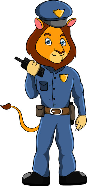 狮子警察丛林之王可爱的卡通图片下载